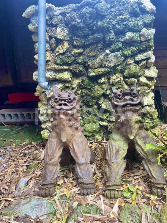 個性的なシーサー像、沖縄の守り神 シーサー,沖縄文化,守り神の写真素材