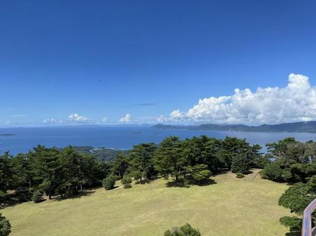 冷水岳展望台からの北九十九島の眺め（2） 空,海,自然の写真素材
