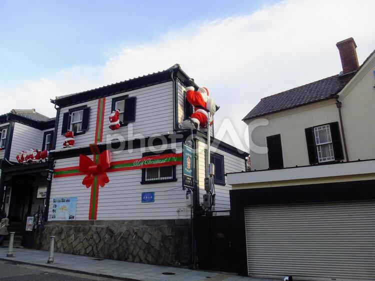 神戸北野異人館街 クリスマス,サンタクロース,仏蘭西館の写真素材