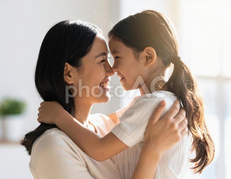 お母さん大好き 母子,親子,ハグの写真素材