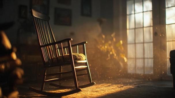 過ぎ去りし時を思わせるロッキングチェア 過ぎ去りし時を思わせるロッキングチェアの写真