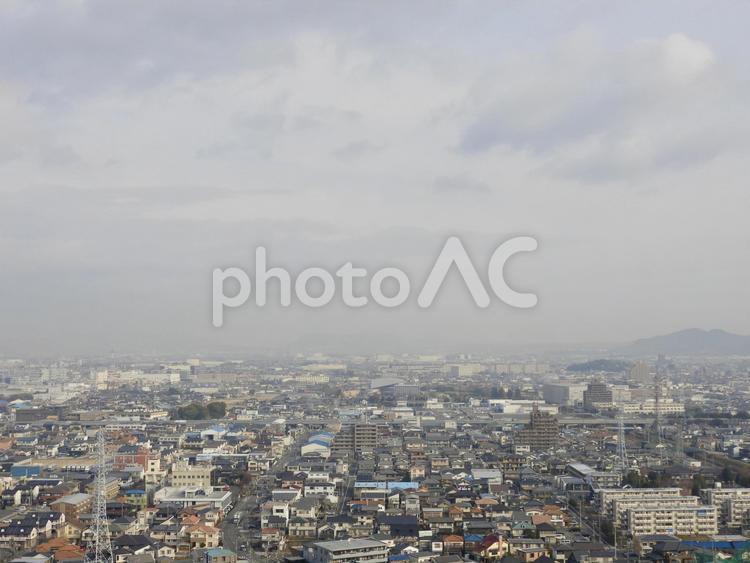 小牧山頂から見渡す濃尾平野北部 小牧市,小牧山,都市の写真素材