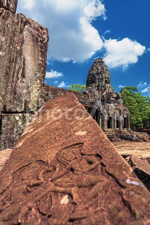 カンボジア・アンコールトムの風景 カンボジア,文化,空の写真素材
