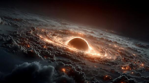 銀河を飲み込む巨大なブラックホール 銀河を飲み込む巨大なブラックホールの写真