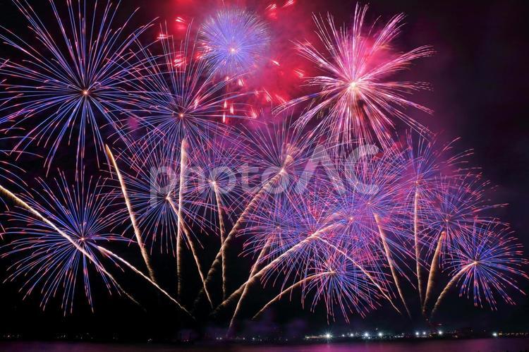 花火大会　夏の風景 花火,夏,打上げ花火の写真素材