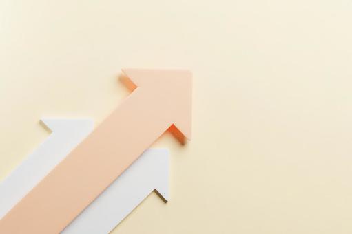 Three overlapping upward arrows orange background, JPG Three overlapping upward arrows orange background, arrow, right shoulder up, upward, JPG