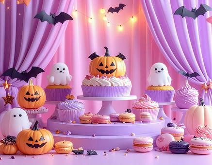 ピンクのハロウィンショーウィンドウ　1の写真