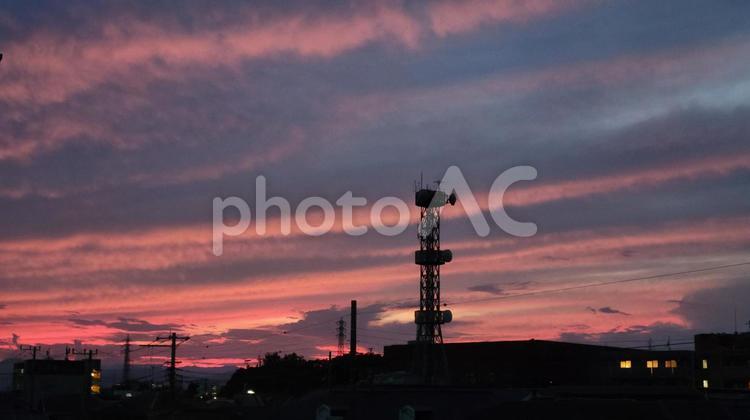 空模様 夕暮れ,空,雲の写真素材