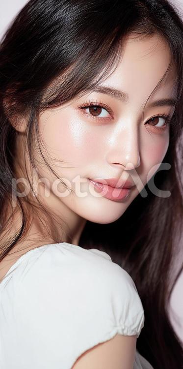 透明感あふれる肌が輝く美しい女性 女性,美人,アジア人の写真素材
