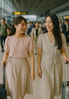 旅行中の2人 旅行中の2人の写真