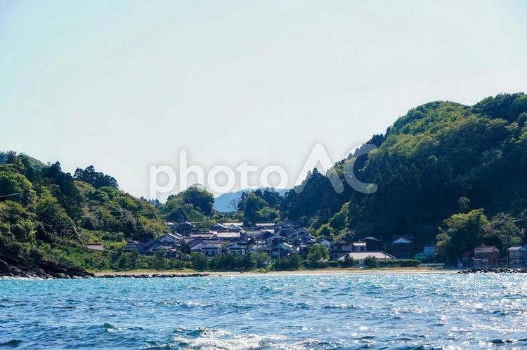 島根・松江美保関の笹子海岸と集落 美保関,笹子海岸,惣津海岸の写真素材