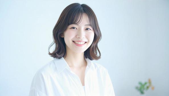 清潔感のあるカメラ目線の女性 清潔感のあるカメラ目線の女性の写真