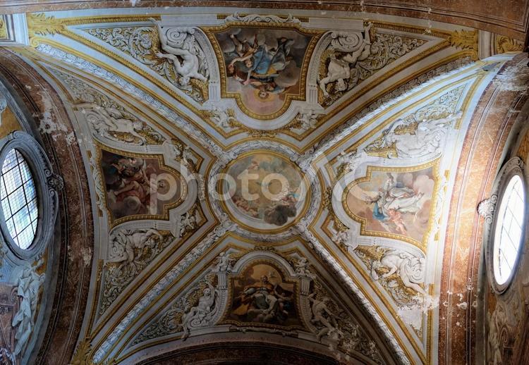 サンタ・マリア・デリ・アンジェリ教会12 サンタマリアデリアンジェリ教会,ローマ,天井の写真素材