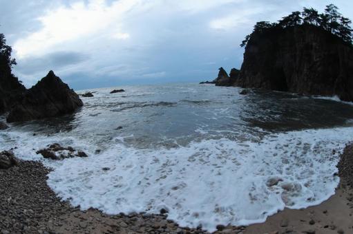 笹川流れ 笹川流れ,日本海,奇岩の写真素材