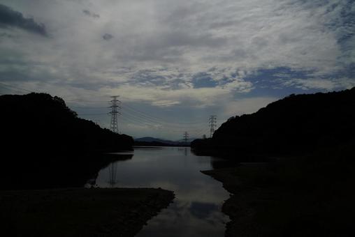貯水池の風景 貯水池の風景 畑貯水池,風景,景色の写真素材
