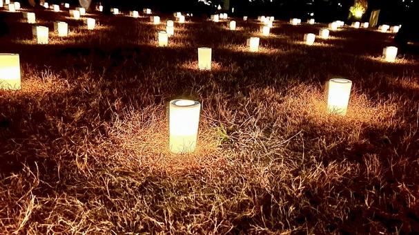 月見とランタンの夕べ 夜,きれい,幻想的の写真素材