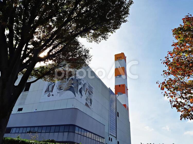 清掃工場の煙突 清掃工場,煙突,えんとつの写真素材
