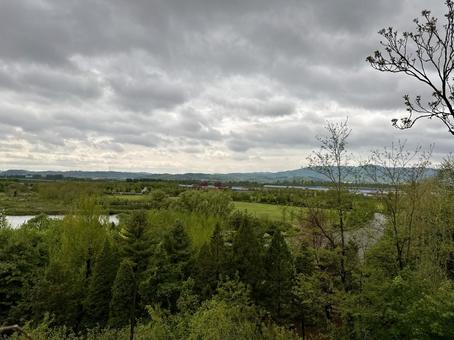 虎山長城の入り口は遠い 虎山長城,丹東,中国の写真素材