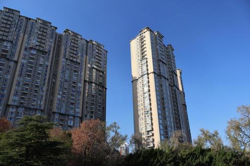 青空と高層ビルのある上海の町並みの風景 青空,高層ビル,上海の写真素材