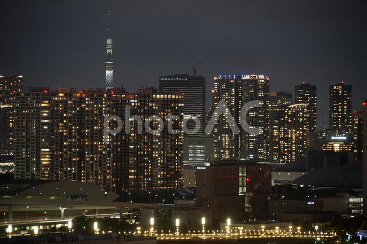 東京・お台場から見える東京の夜景 夜景,東京,テレコムセンターの写真素材