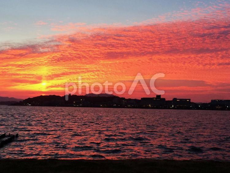 宍道湖の夕焼け 夕焼け,夕日,トワイライトの写真素材