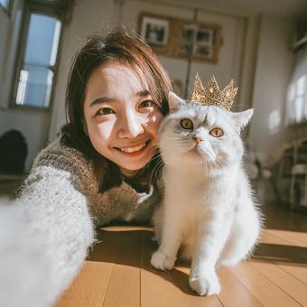 最高の推し猫と自撮り 最高の推し猫と自撮りの写真