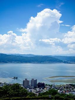 立石公園から望む諏訪湖 湖,諏訪湖,立石公園の写真素材