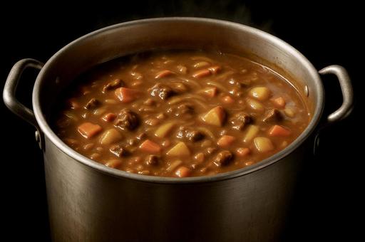 ぐつぐつ煮込んだアツアツカレー ぐつぐつ煮込んだアツアツカレーの写真