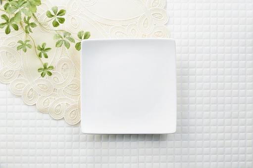 朝食イメージ　スクエア皿 食器,四角,皿の写真素材