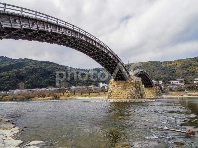 【山口県】岩国市・錦帯橋の風景 錦帯橋,岩国市,山口県の写真素材