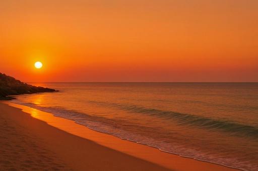 海岸の景色(夕焼け) 海岸の景色(夕焼け)の写真