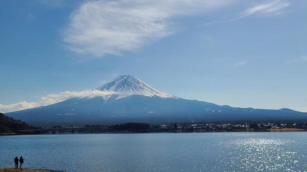 冬　富士山と河口湖 富士山,河口湖,湖の写真素材