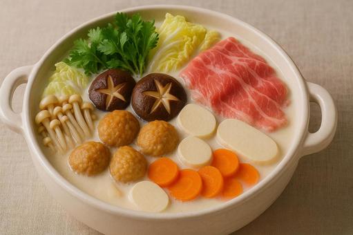 おいしそうな豆乳鍋 おいしそうな豆乳鍋の写真