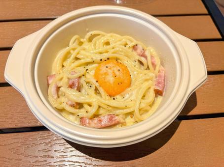 テイクアウト テイクアウト,カルボナーラ,パスタの写真素材