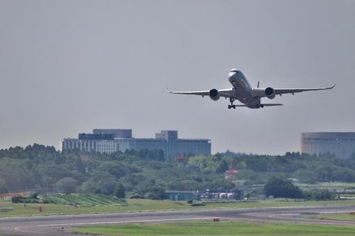 Photo, narita airport, a slippery walk, airplane, 