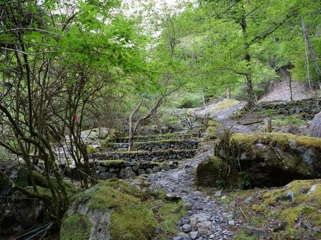 山伏のわさび田跡 山伏のわさび田跡 山伏,わさび田,登山道の写真素材
