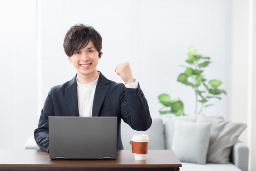 Image of a businessman operating a personal computer, creator, system engineer, laptop, JPG