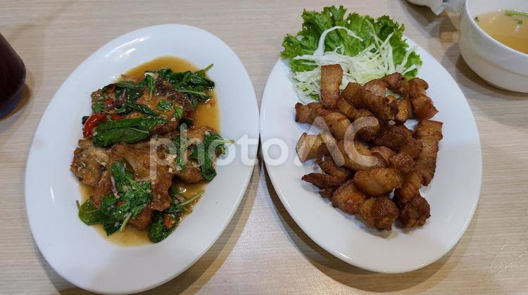 炒め物と揚げ物 揚げ物,料理,肉の写真素材