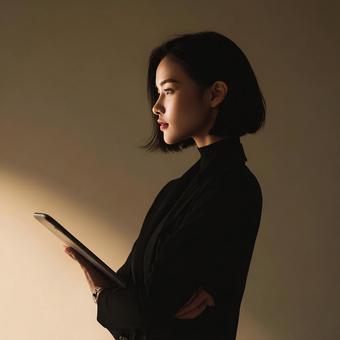 自信に満ちた表情のビジネスパーソン 自信に満ちた表情のビジネスパーソンの写真