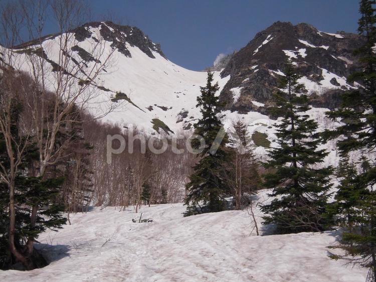 焼岳 焼岳,北アルプス,雪山の写真素材