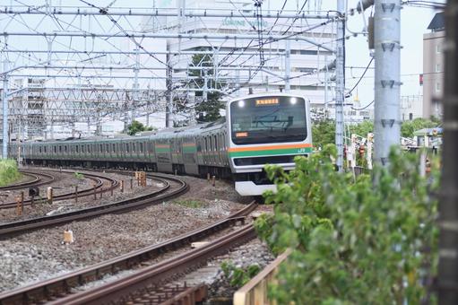 東海道線 鎌倉(客貨)踏切 東海道線 鎌倉(客貨)踏切 東海道線,乗り物,電車の写真素材