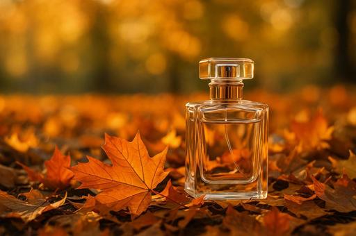 紅葉と香水瓶 紅葉と香水瓶の写真
