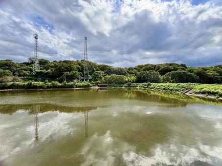 【風景写真】水鏡の風景 水鏡,山,空の写真素材