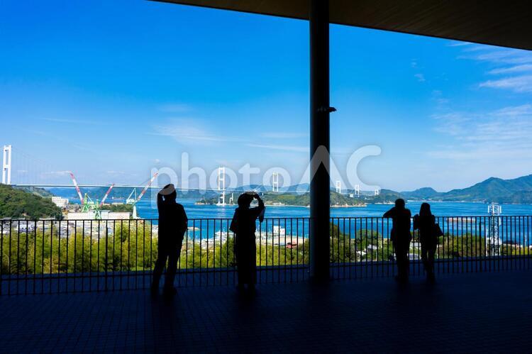 来島海峡SAからの風景 来島海峡大橋,来島海峡sa,サービスエリアの写真素材