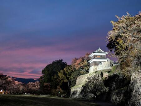 上田城跡公園　夕焼け 上田城跡公園,夕暮れ,夕焼けの写真素材