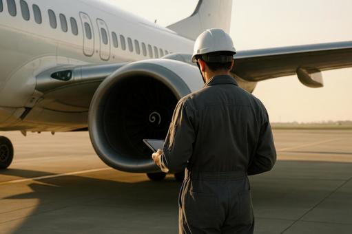 航空機整備士の日常点検 航空機整備士の日常点検の写真