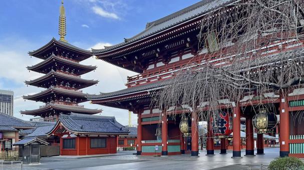 坂東33観音 13番 浅草寺 宝蔵門と塔 坂東33観音 13番 浅草寺 宝蔵門と塔の写真