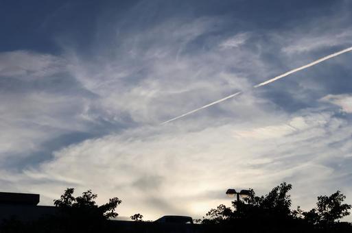 飛行機雲 飛行機雲の写真