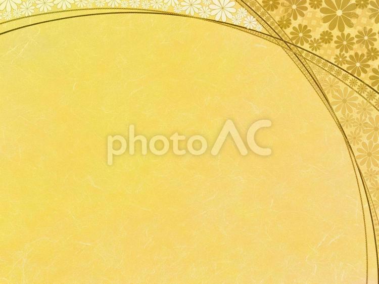 金の和紙にラインと花柄模様 年賀状,和紙,金の写真素材
