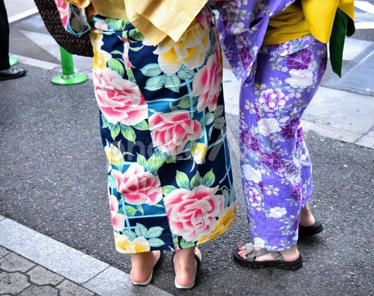 ゆかたを着た女性、着物ガール、夏まつり 浴衣,ゆかた,夏の写真素材